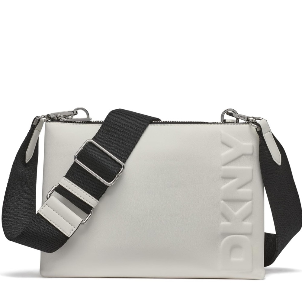 DKNY White Crossbody Bag with Black Strap